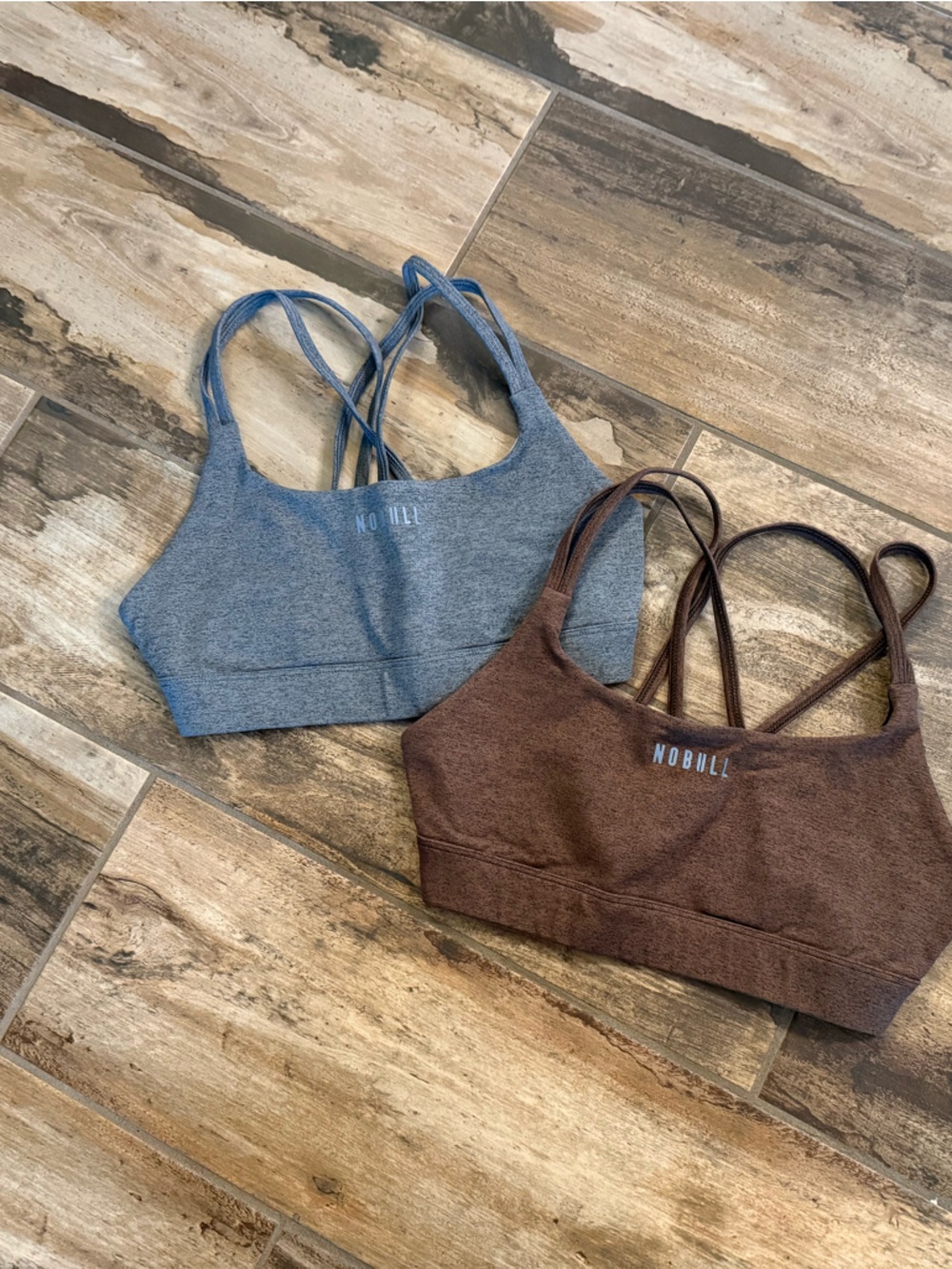 NOBULL Brown & gray Heather Double-Strap Sports Bras (2-Pack)